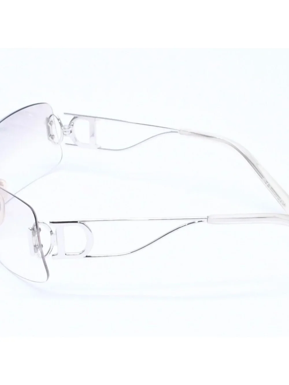 Dior Miss Ella Rimless Sunglasses Shield Gray Silver Eyewear